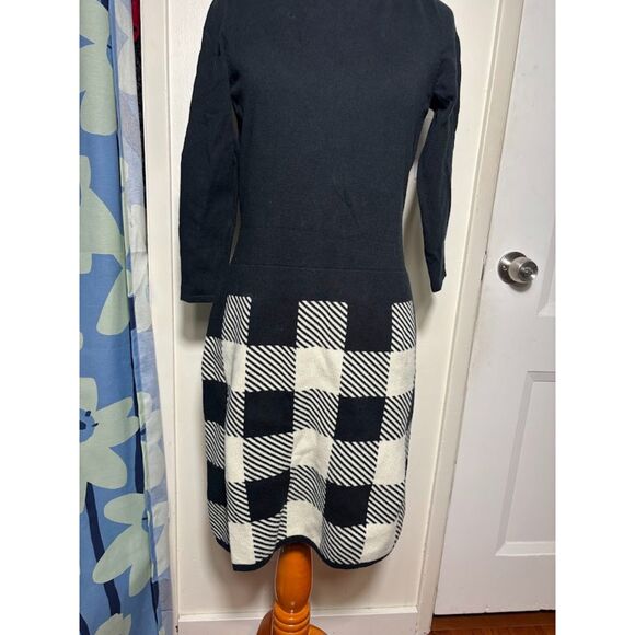 Lauren Ralph Lauren Sweater Dress Women's size Small Black Buffalo Check Plaid - Picture 2 of 4